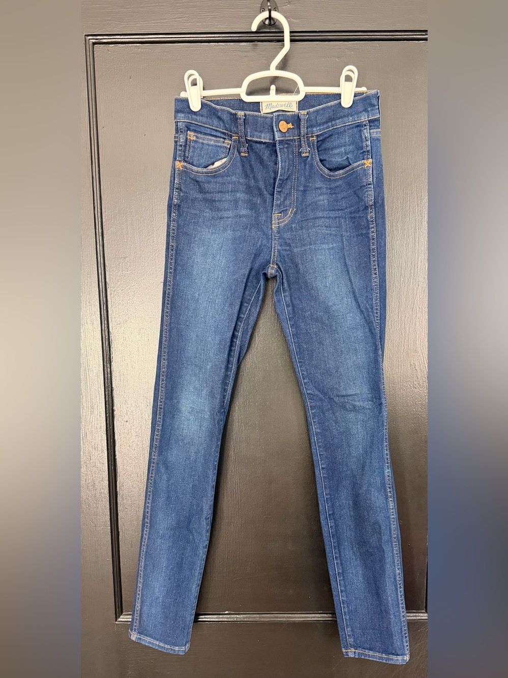 Madewell High Riser Skinny Jeans in Dark Blue Denim